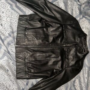 a.n.a Women's Classic Black Leather Jacket